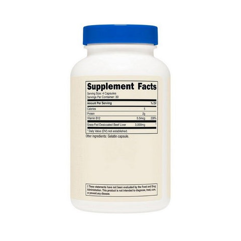 Nutricost, Grass-Fed Desiccated Beef Liver, 3000 Mg, 120 Caps