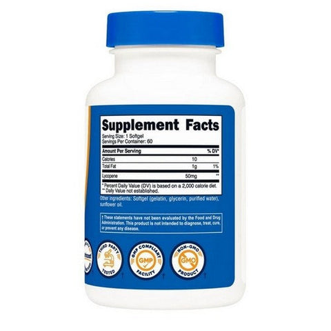 Nutricost, Lycopene Softgels, 50 Mg, 60 Count Nutricost