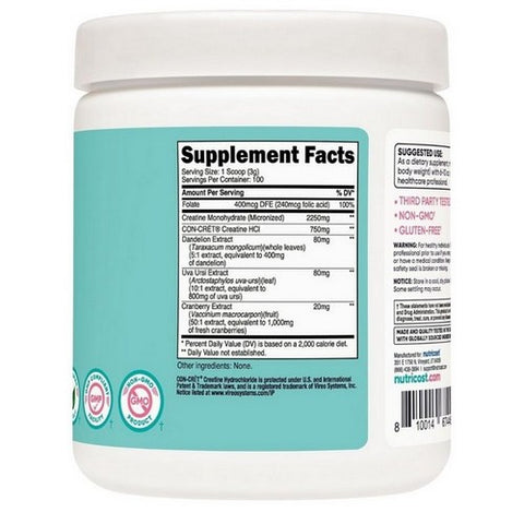 Nutricost, Creatine Monohydrate for Women Unflavored, 100 Servings