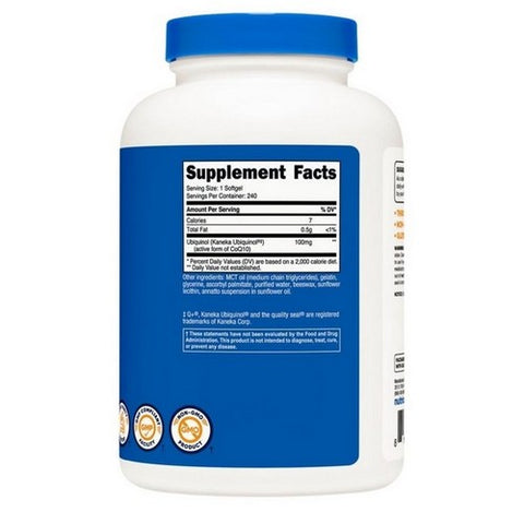 Nutricost, Ubiquinol Softgels, 100 Mg, 240 Count