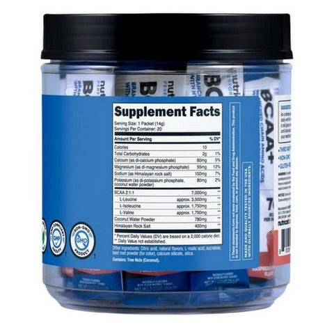 Nutricost, BCAA + Hydration Stickpacks Raspberry Lemonade, 20 Sticks