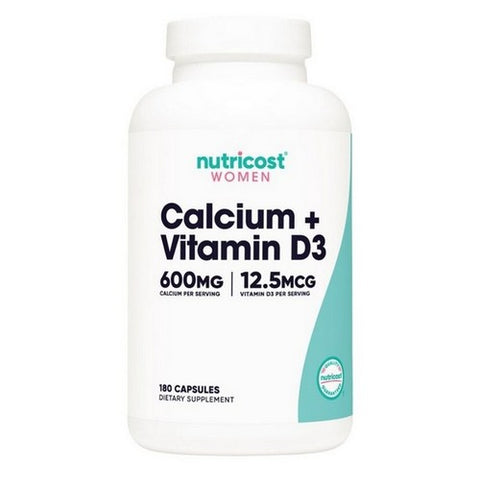 Nutricost, Calcium + Vitamin D3 Capsules For Women, 600 Mg, 180 Count