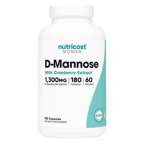 Nutricost, D-Mannose with Cranberry For Women Capsules, 1300 Mg, 180 Count