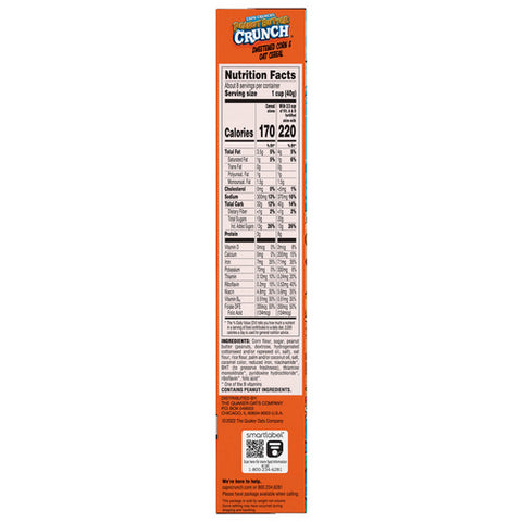 Capn Crunchs, Sweetened Corn And Oat Cereal Peanut Butter Crunch, 11.4 Oz (Case Of 14)