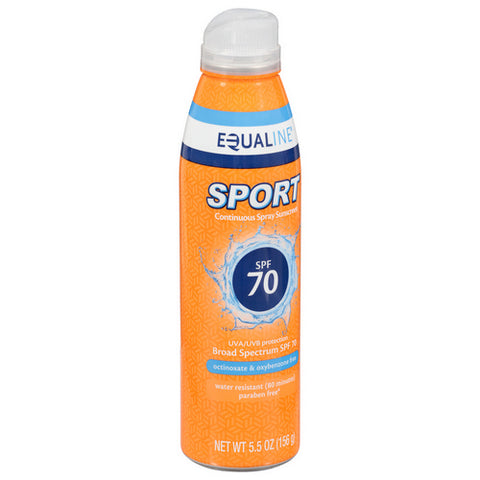 Equaline, Sport Continuous Spray Broad Spectrum Spf 70 Sunscreen, 5.5 Oz (Case Of 6)