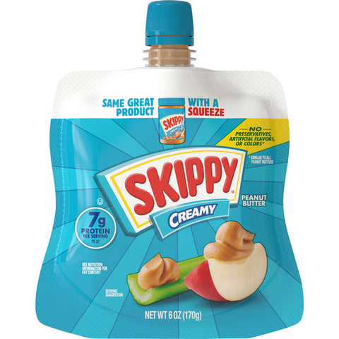 Skippy, Creamy Peanut Butter Squeeze Pouch, 6 Oz (Case Of 6)