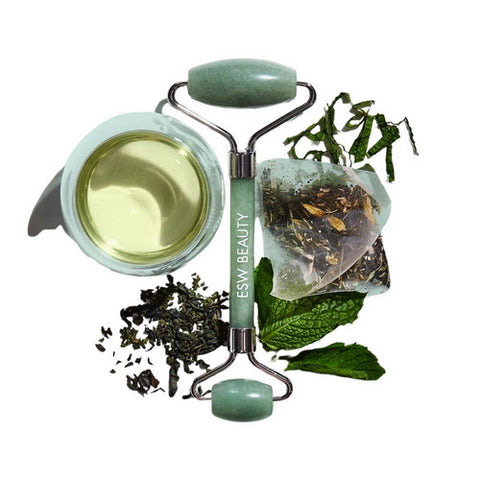 ESW Beauty, Mint Green Tea Jade Crystal Facial Roller, 1 Count
