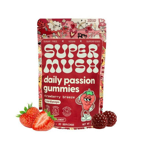 SuperMush, Daily Passion Mushroom Vegan Supplement, 60 Gummies