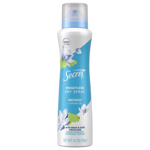 Secret, Secret Dry Spray Antiperspirant Deodorant Waterlily, 4.1 Oz (Case Of 3)