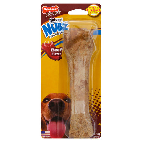 Nylabone, Nubz Natural Long Lasting Edible Beef Dog Chews, 1 Count (Case Of 4)