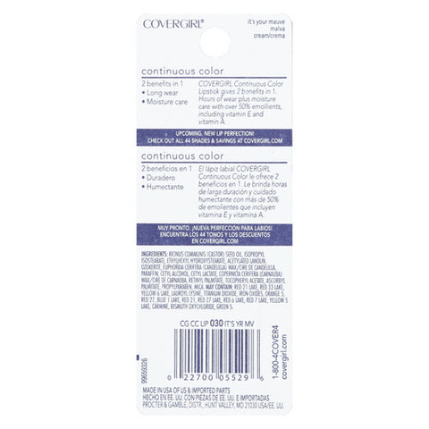 Covergirl, Continuous Color Lipstick Mauve, .13 Oz (Case Of 2)