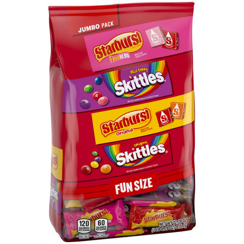 Mars, Skittles And Starburst Fun Size Chewy Candy Variety Bag Jumbo Pack, 32.2 Oz (Case Of 4)