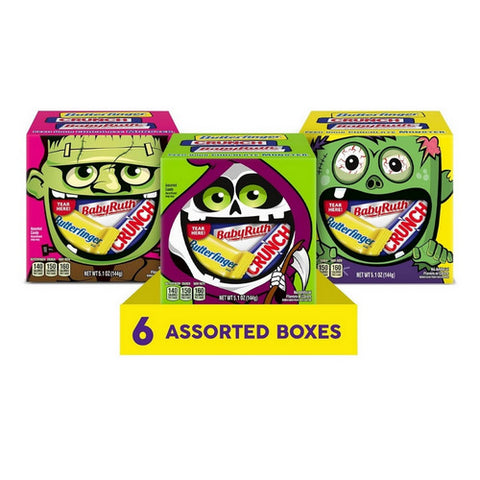 Assorted Boo Boxes Crunch And Baby Ruth Mini Size Chocolate Candy Bars 5.1 Oz (Case Of 12) by Butterfinger