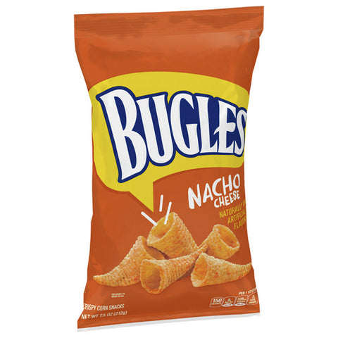 Bugles, Crispy Corn Snacks Nacho Cheese Snack Bag, 7.5 Oz (Case Of 8)