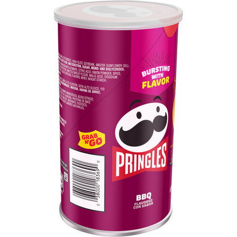 Pringles, Grab And Go BBQ Flavored Potato Crisps, 2.5 Oz (Case Of 12)
