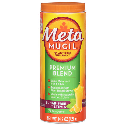 Metamucil, Premium Blend Psyllium Fiber Orange Sugar Free, 14.9 Oz
