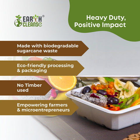 Earth Cleanse, Square Bagasse Bowls Premium, 1000 Pack (180 Ml / 6 Oz)