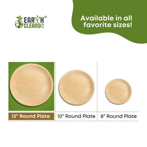 Earth Cleanse, Areca Palm Leaf Round Plates 12-Inch, Pack of 250