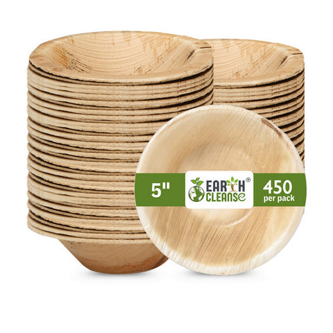 Earth Cleanse, Areca Palm Leaf Round Bowls 5-Inch, Pack of 450