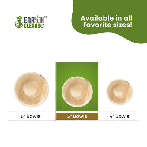 Earth Cleanse, Areca Palm Leaf Round Bowls 5-Inch, Pack of 450