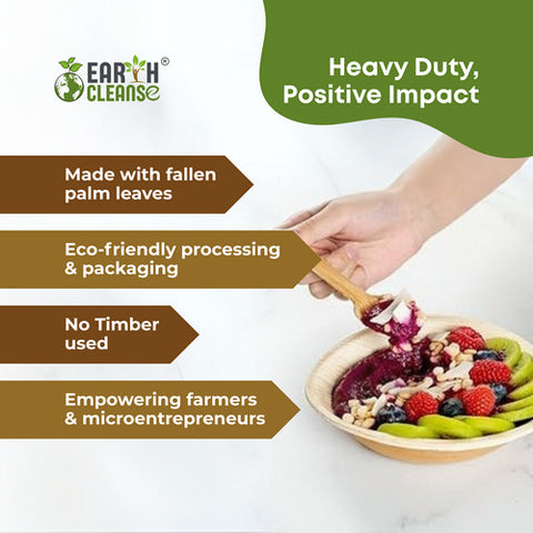 Earth Cleanse, Areca Palm Leaf Bowls Round 6-Inch, Pack of 500