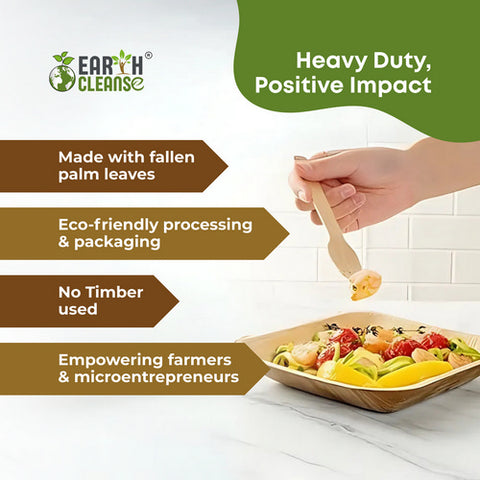 Earth Cleanse, Areca Palm Leaf Square Plates 7-Inch, Pack of 200