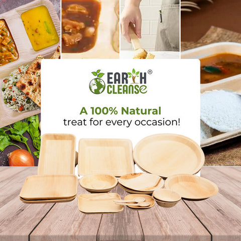 Earth Cleanse, Areca Palm Leaf Square Partition Plates 11-Inch, Pack of 75