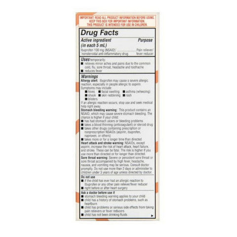 Foster And Thrive, Children's Ibuprofen, 100 Mg, 4 Oz Foster And Thrive