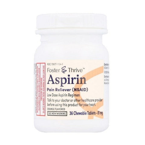 Foster And Thrive, Aspirin Chewable Tablets Orange, 81 Mg, 36 Tabs Foster And Thrive