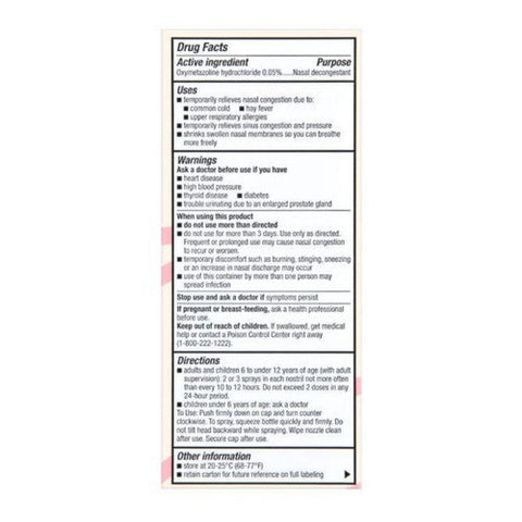Foster And Thrive, Original Nasal Spray Oxymetazoline HCl, 1 Oz Foster And Thrive