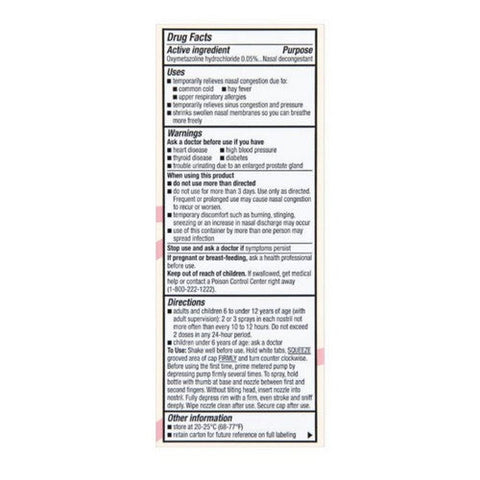 Foster And Thrive, Original Nasal Spray Oxymetazoline HCl Pump Mist, 1 Oz Foster And Thrive