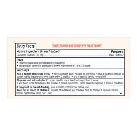 Foster And Thrive, Stool Softener Docusate Sodium, 100 Mg, 100 Tabs Foster And Thrive
