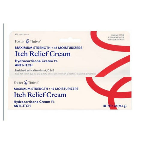 Foster And Thrive, Maximum Strength + 12 Moisturizers Itch Relief Cream, 1 Oz