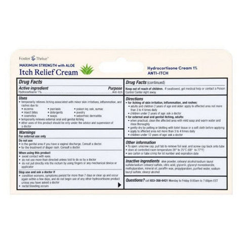 Foster And Thrive, Maximum Strength With Aloe Itch Relief, 2 Oz Foster And Thrive