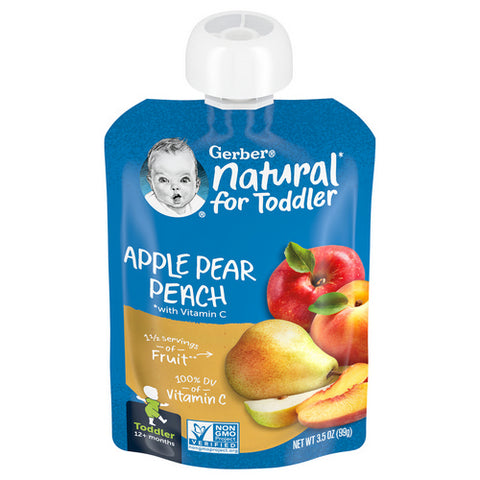 Gerber, Baby Food Toddler Apple Pear Peach, 3.5 Oz (Case Of 12)
