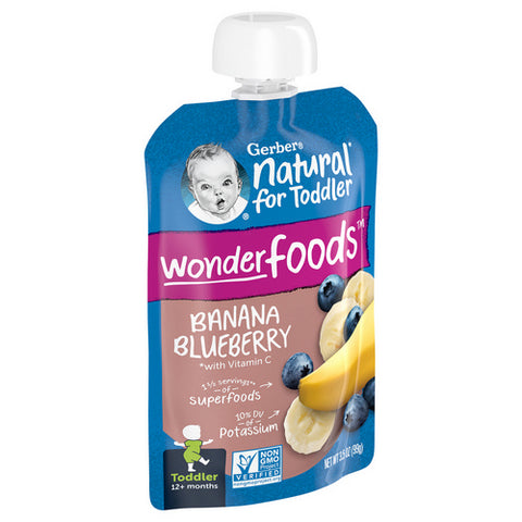 Gerber, Baby Food Banana Blueberry Toddler Puree Pouch, 3.5 Oz (Case Of 12)