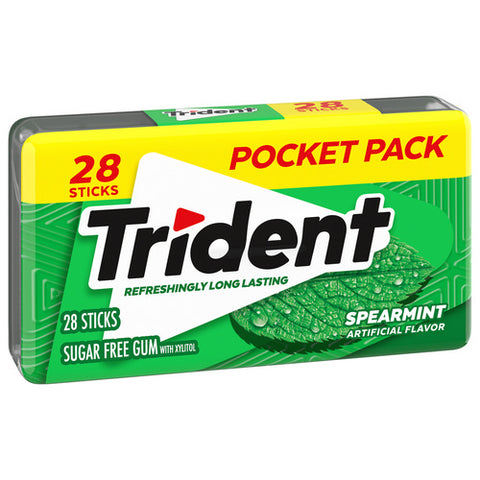 Trident, Trident Spearmint Sugar Free Gum, 28 Count (Case Of 6)