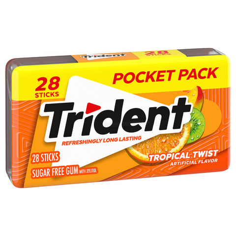 Trident, Gum Tropical Twist Pocket Pack Sugar Free, 28 Count (Case Of 6)