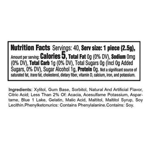 Trident, Trident Vibes Blue Raspberry Sugar Free Gum, 40 Count (Case Of 6)