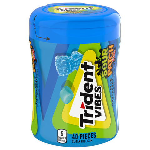 Trident, Trident Vibes Blue Raspberry Sugar Free Gum, 40 Count (Case Of 6)