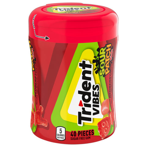 Trident, Trident Vibes Sour Patch Redberry Gummy Candy, 40 Count (Case Of 6)