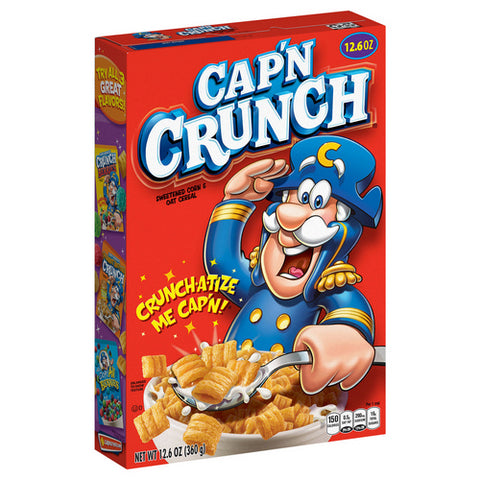 Quaker, Cap'N Crunch Sweetened Corn And Oat Cereal, 12.6 Oz (Case Of 14)