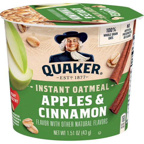 Quaker, Quaker Instant Oatmeal Cup Apple Cinnamon, 1.51 Oz (Case Of 12)
