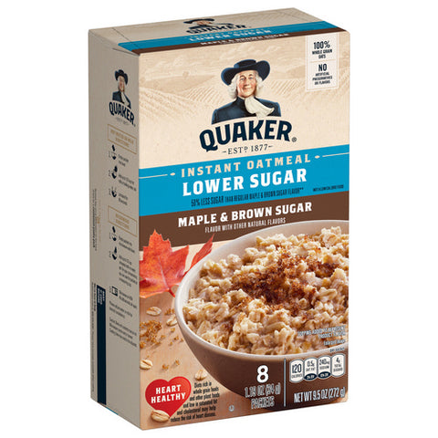 Quaker, Lower Instant Oat Meal Maple And Brown Sugar, 9.5 Oz (Case Of 12)