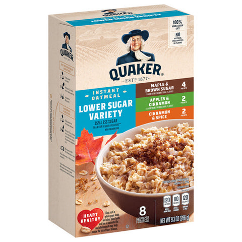 Quaker, Lower Sugar Variety Pack Oatmeal, 9.3 Oz (Case Of 12)