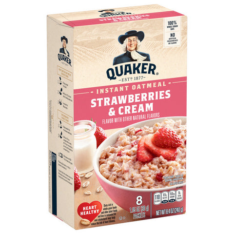 Quaker, Instant Oats Strawberries And Cream, 8.4 Oz (Case Of 12)