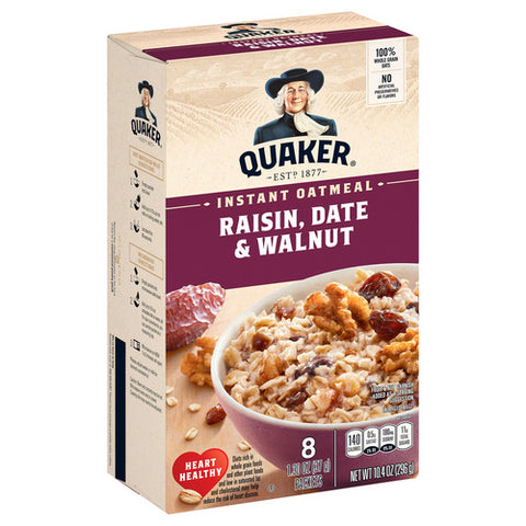 Quaker, Instant Oats Raisin Date Walnut, 10.4 Oz (Case Of 12)