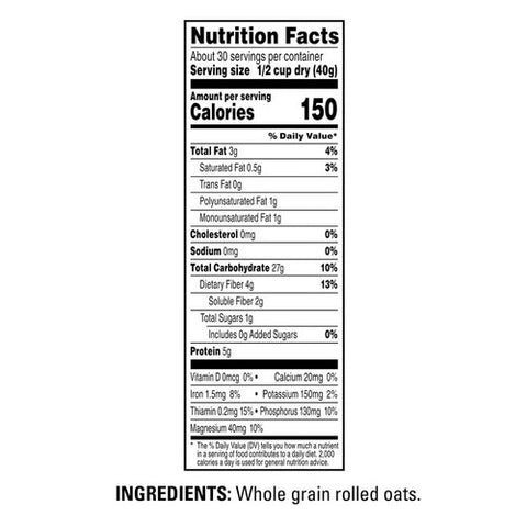 Quaker, Old Fashioned 100% Whole Grain Oats, 42 Oz (Case Of 12)