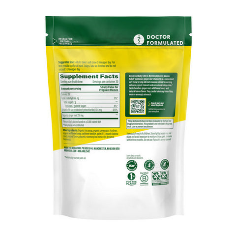 MegaFood, Baby And Me 2 Morning Sickness Nausea Relief Honey Lemon Ginger Flavor, 30 Chews