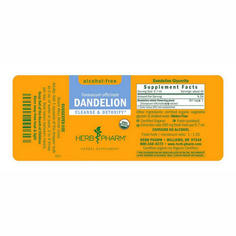 Herb Pharm, Dandelion Alcohol-Free, 4 Oz Herb Pharm